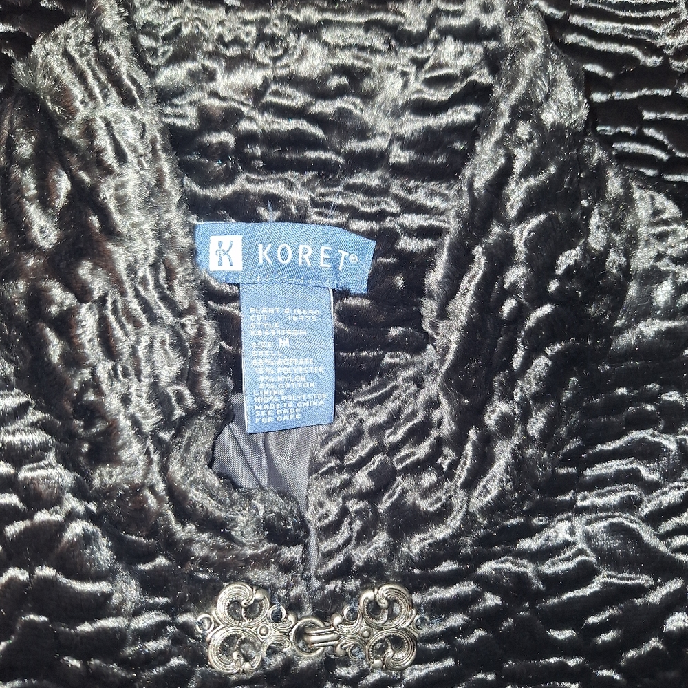 Koret black faux Persian lamb fur cape coat size medium *AH1 - Picture 2 of 8